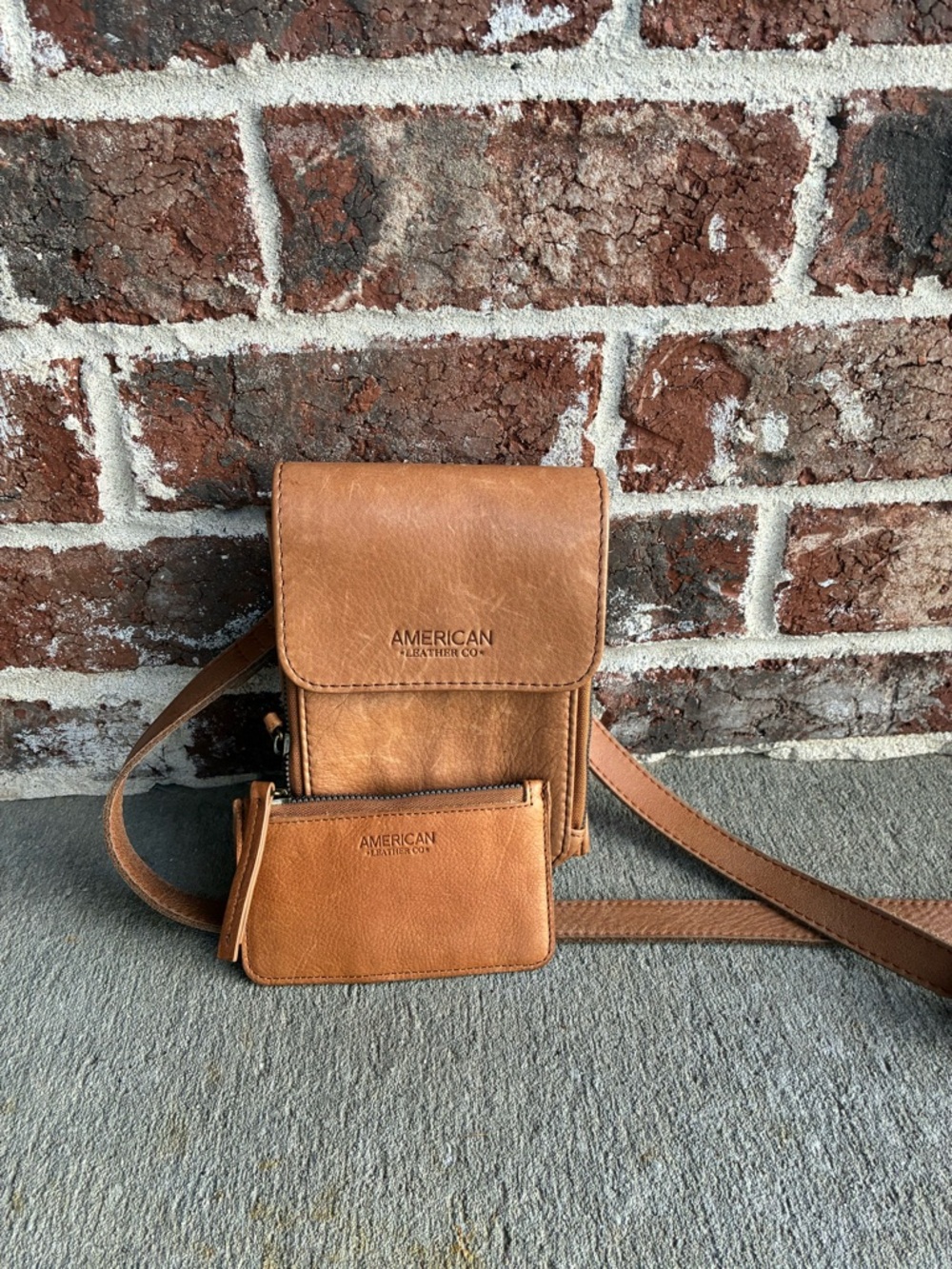 American Leather Company Kansas Leather Crossbody Bag With Wallet.